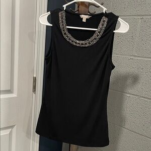 Banana Republic Black Tank Top with Embellished Neckline